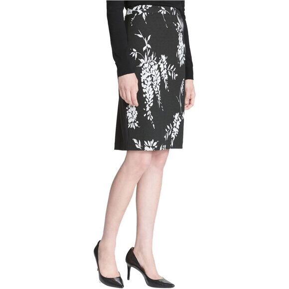 Calvin Klein Womens Floral Pencil Skirt, black, 12 - Picture 1 of 1